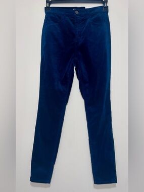 LOFT Ann Taylor Size 27/4 Navy Velvet Skinny Jeans Tapered Leg Slim Pockets NWT